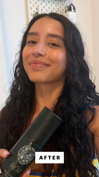 Allure designer Briana Rengifo after applying the Rōz Milk Styling Mousse
