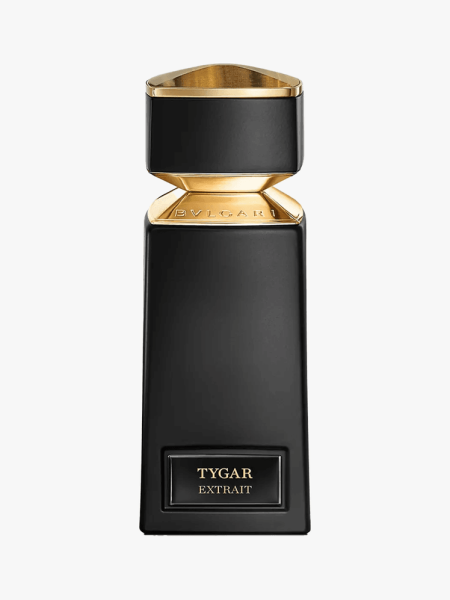 Bvlgari Le Gemme Tygar Extrait de Parfum in branded component on a light gray background