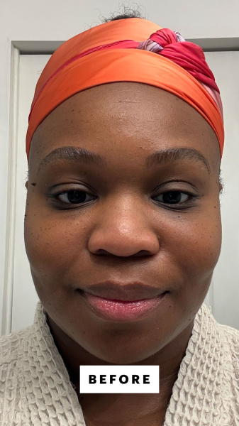 Allure editor in chief Jessica Cruel before applying Este Lauder Double Wear StayinPlace Foundation