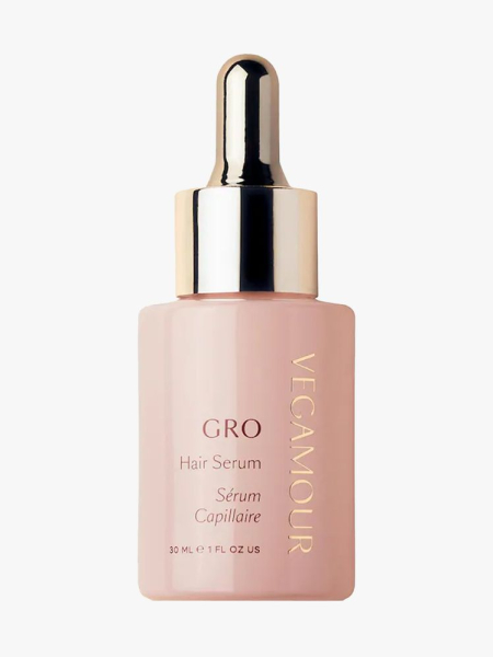 Vegamour Gro Hair Serum in branded component on a light gray background