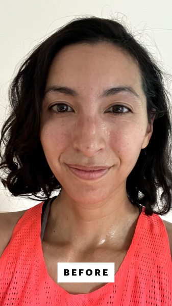 Deanna Pai before applying Rōz Milk Hair Serum